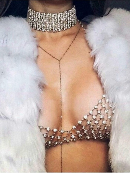 Jewelry - Crystal mermaid body harness jewelry bra rhinestone festival rave lingerie chain